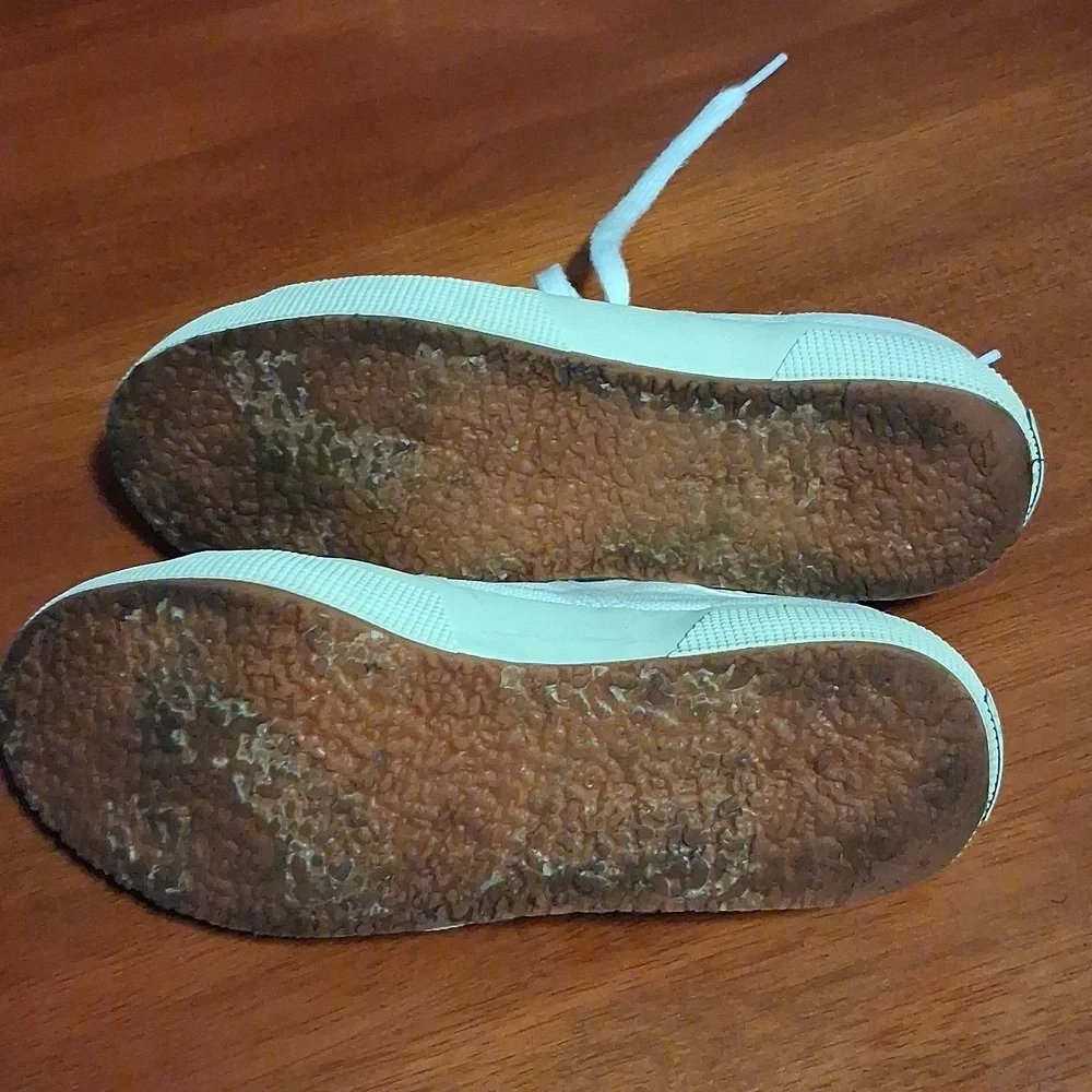 Superga Classic White Canvas Lace Up Sneakers Womens Sz 37/US 6.5M - Picture 10 of 11